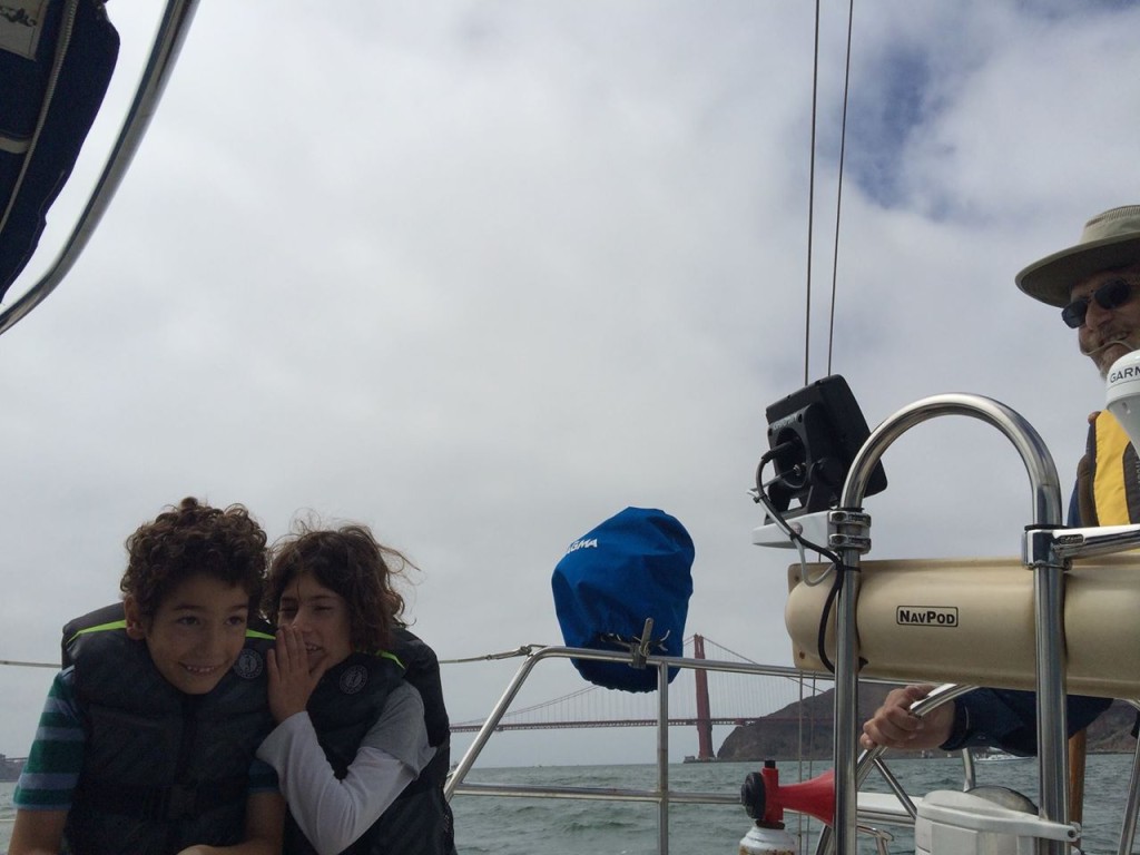 The Watenpaugh twins and their father sail the San Francisco Bay